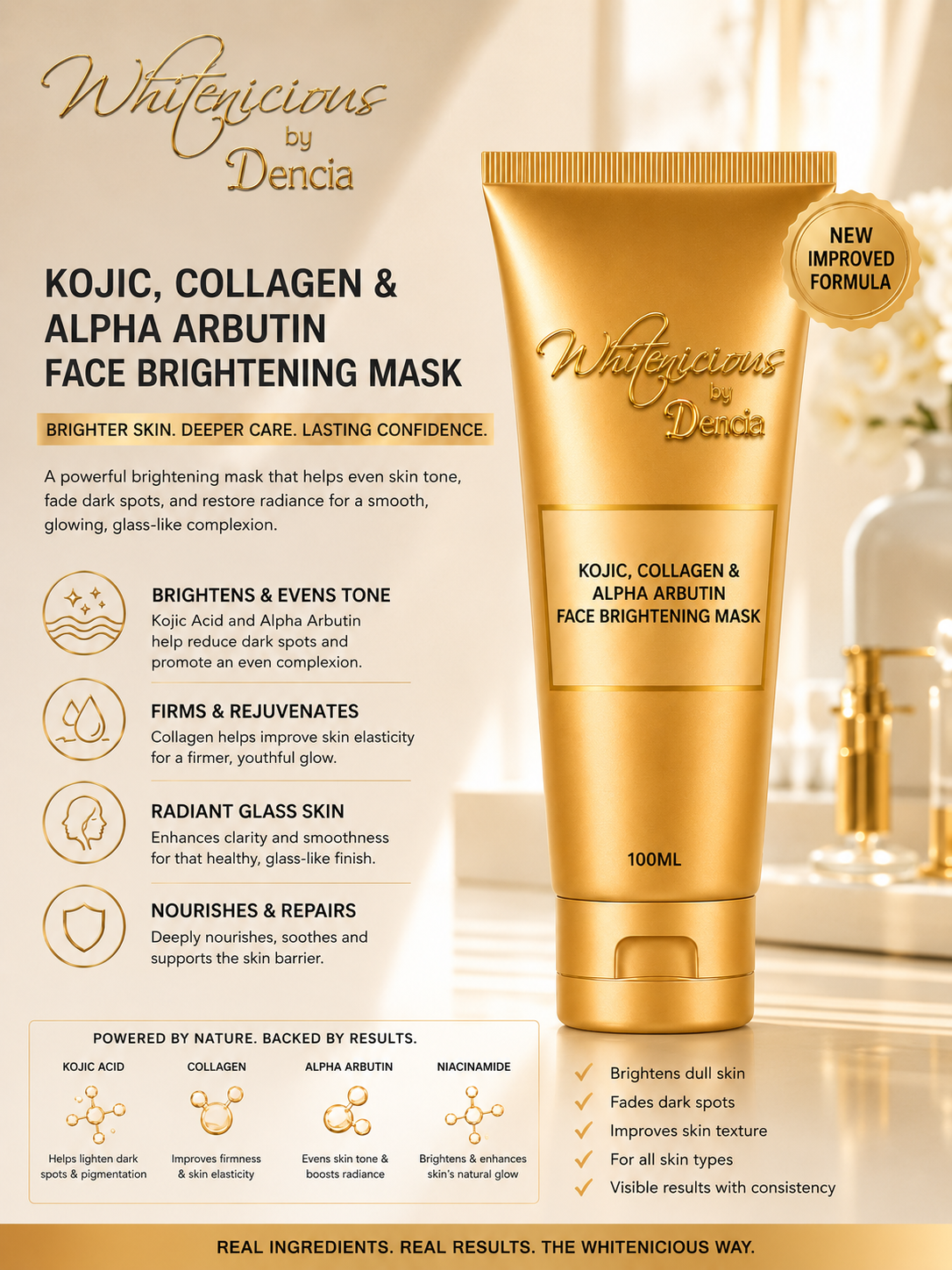 Kojic,Collagen & Alpha Arbutin Face brightening mask